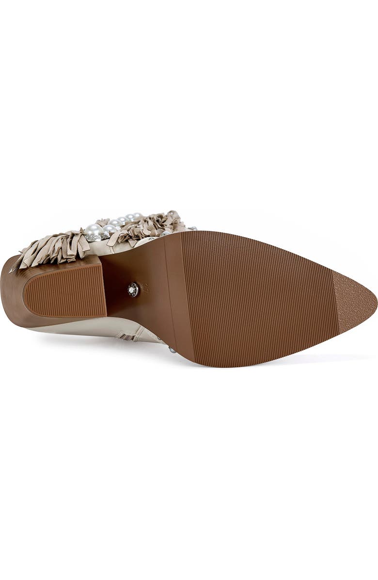 AZALEA WANG Pelagius Fringe Western Boot, Alternate, color, Cream