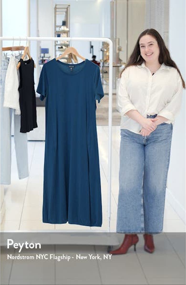 Stretch Jersey Lantern Shift Dress, sales video thumbnail