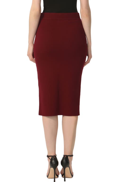 Kimi & Kai Knit Pencil Skirt In Wine