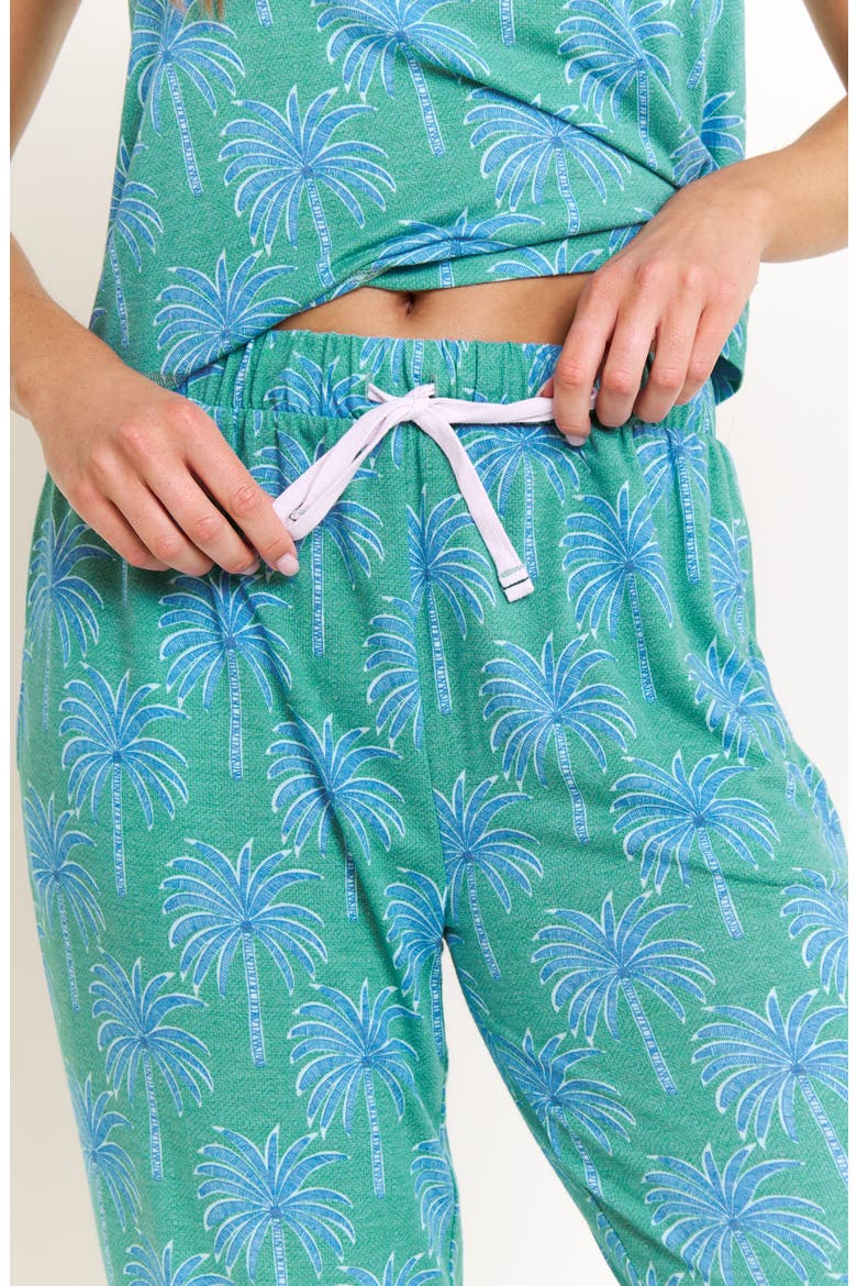 Star Seeker Brushed Jersey Tank & Pant Pajamas, Alternate, color, EMERALD ETCHED PALM