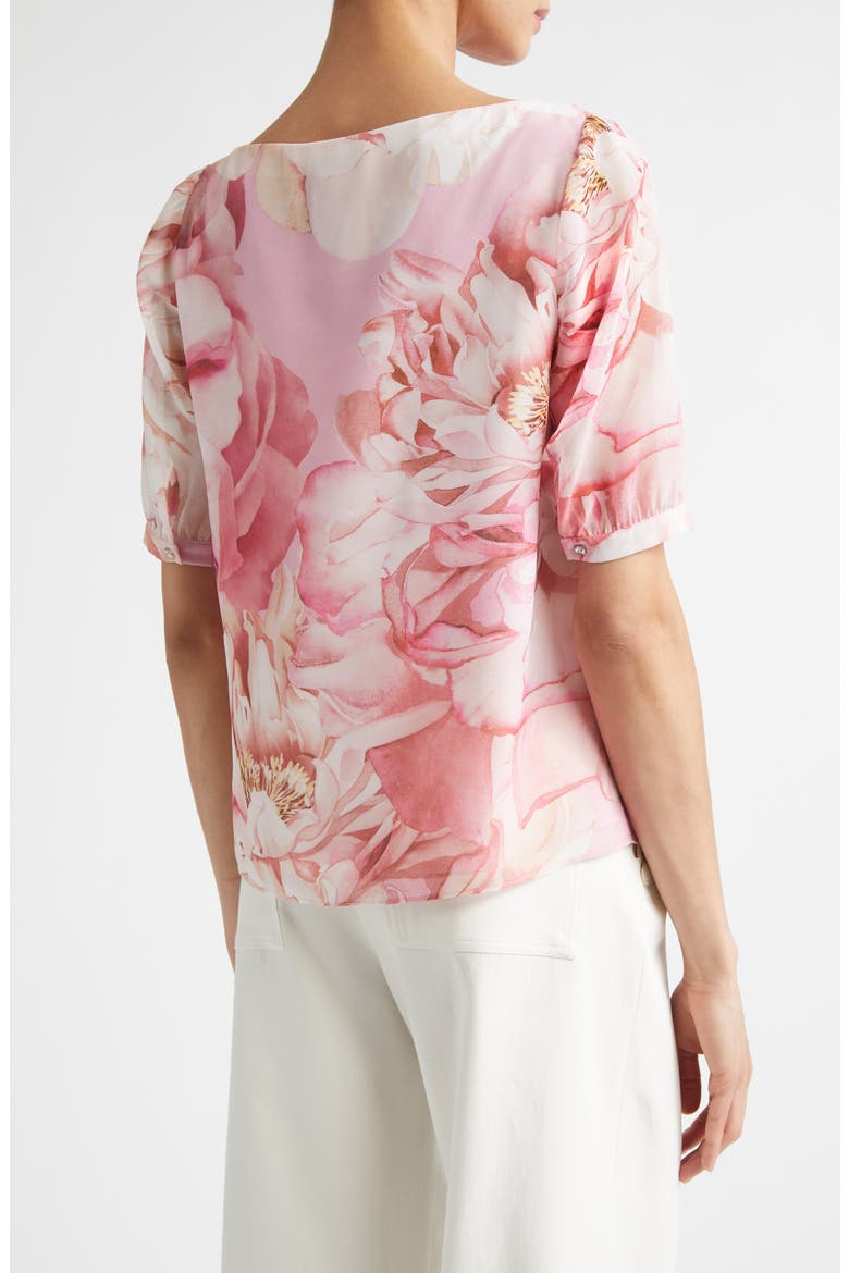 Monique Le Jardin Print Georgette Top, Alternate, color, SOFT PEONY MULTI