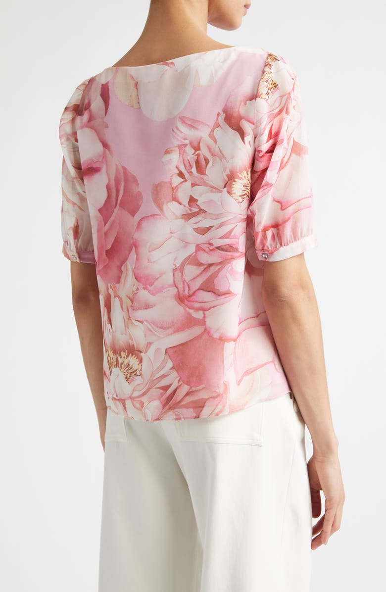 ST. JOHN Monique Le Jardin Print Georgette Top, Alternate, color, Soft Peony Multi