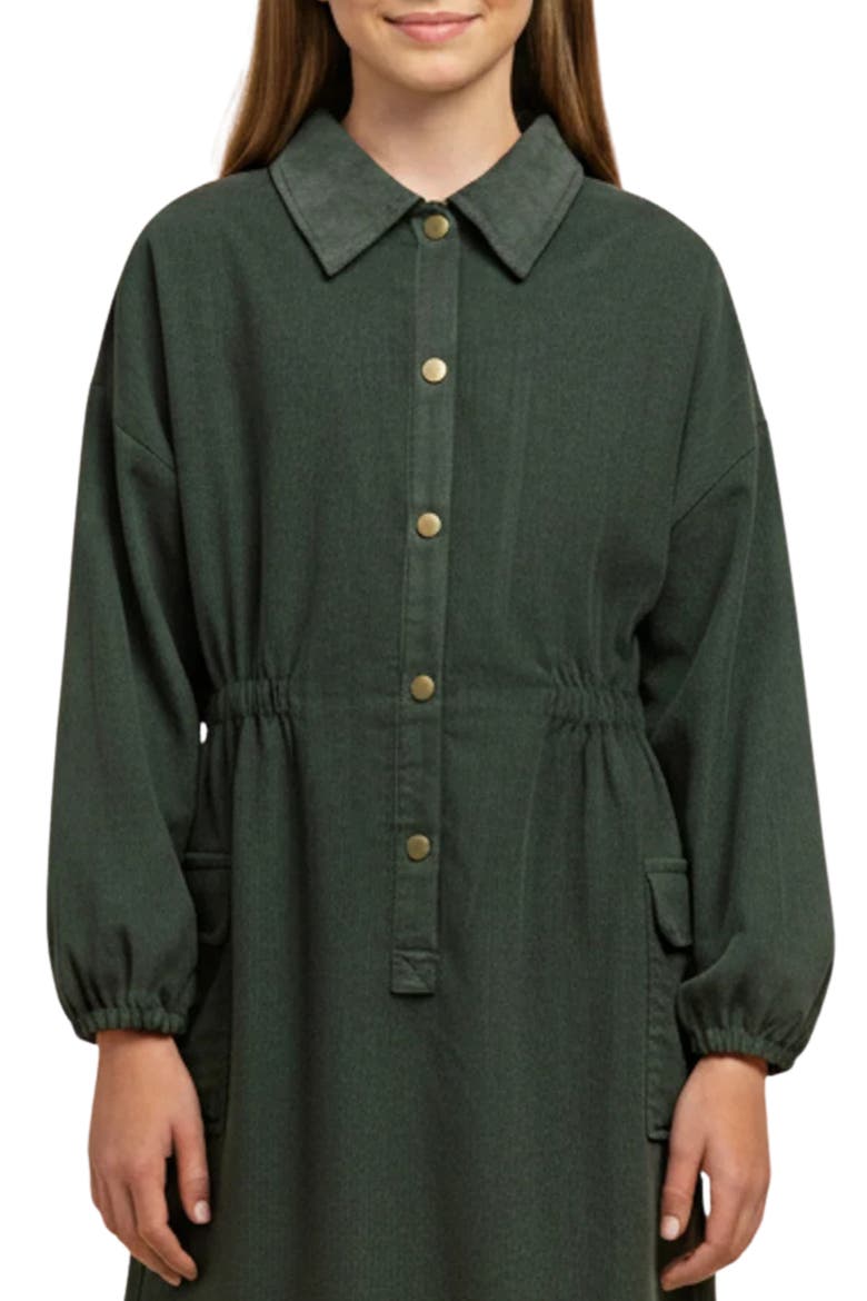 Long Sleeve Cotton Corduroy Dress, Alternate, color, OLIVE