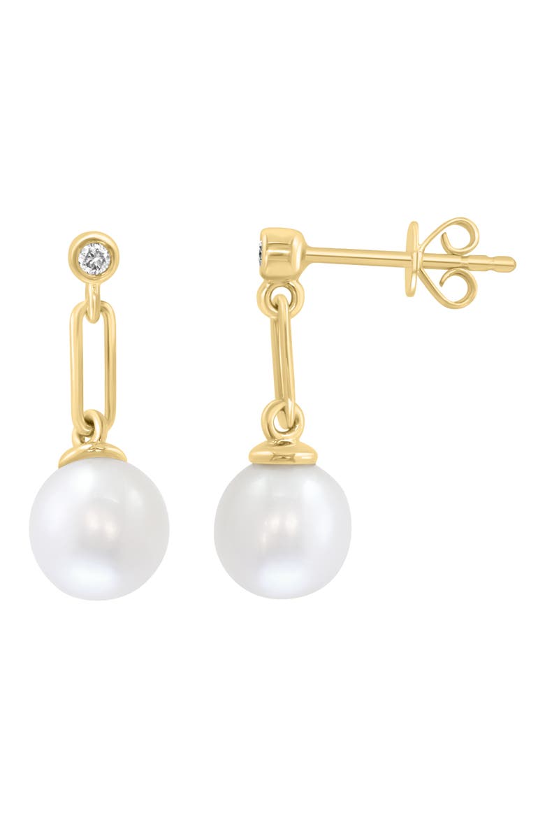 Diamond & Freshwater Pearl Drop Earrings, Alternate, color, WHITE