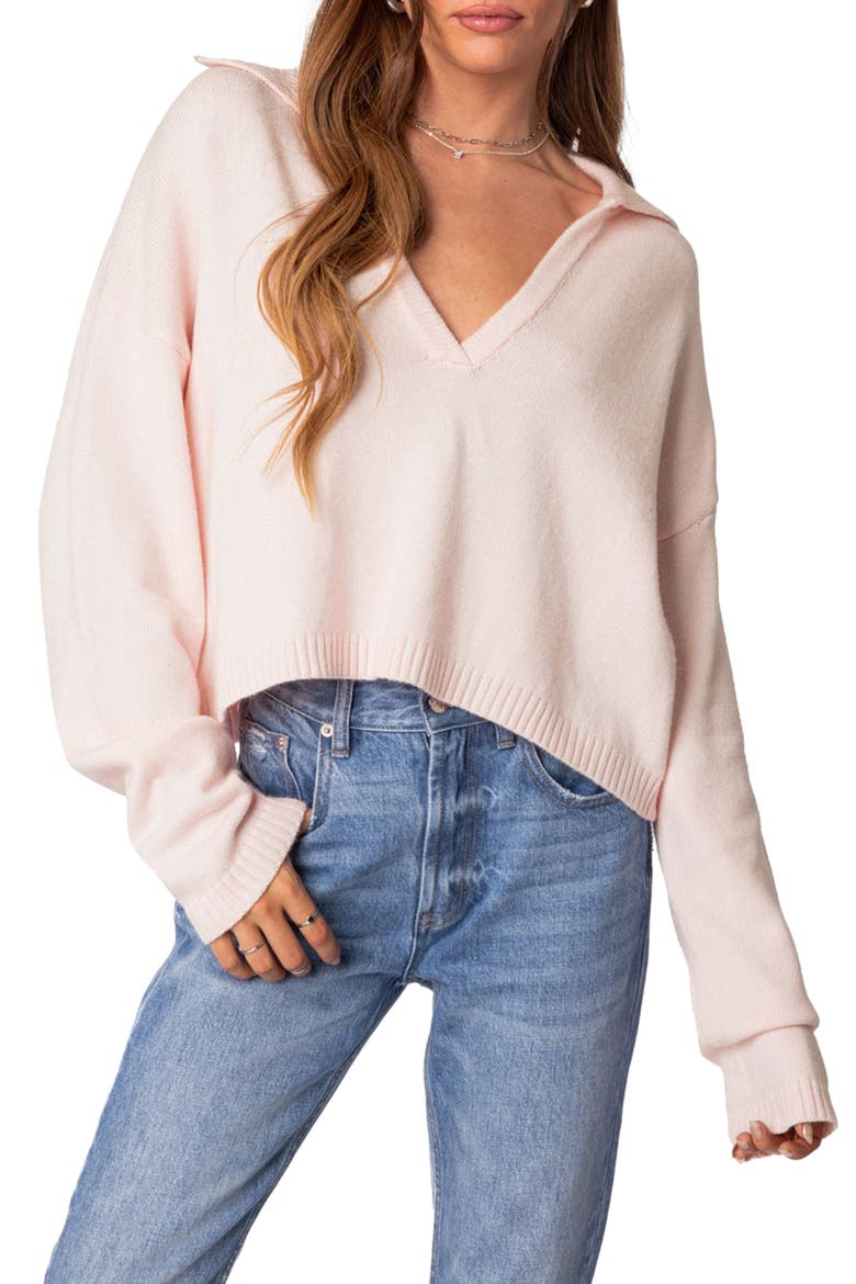 Marcie Oversize Crop Sweater, Main, color, LIGHT-PINK
