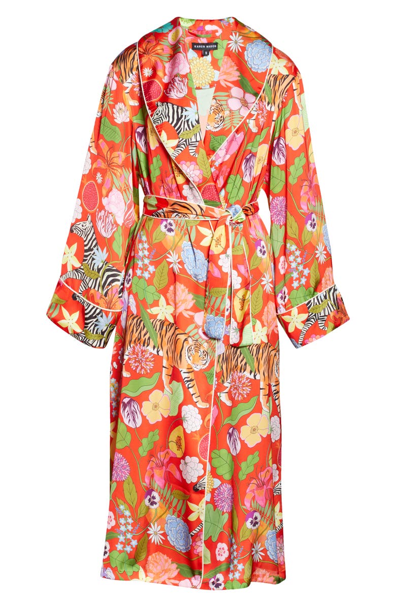 Karen Mabon Tiger Bouquet Long Wrap Robe, Alternate, color,