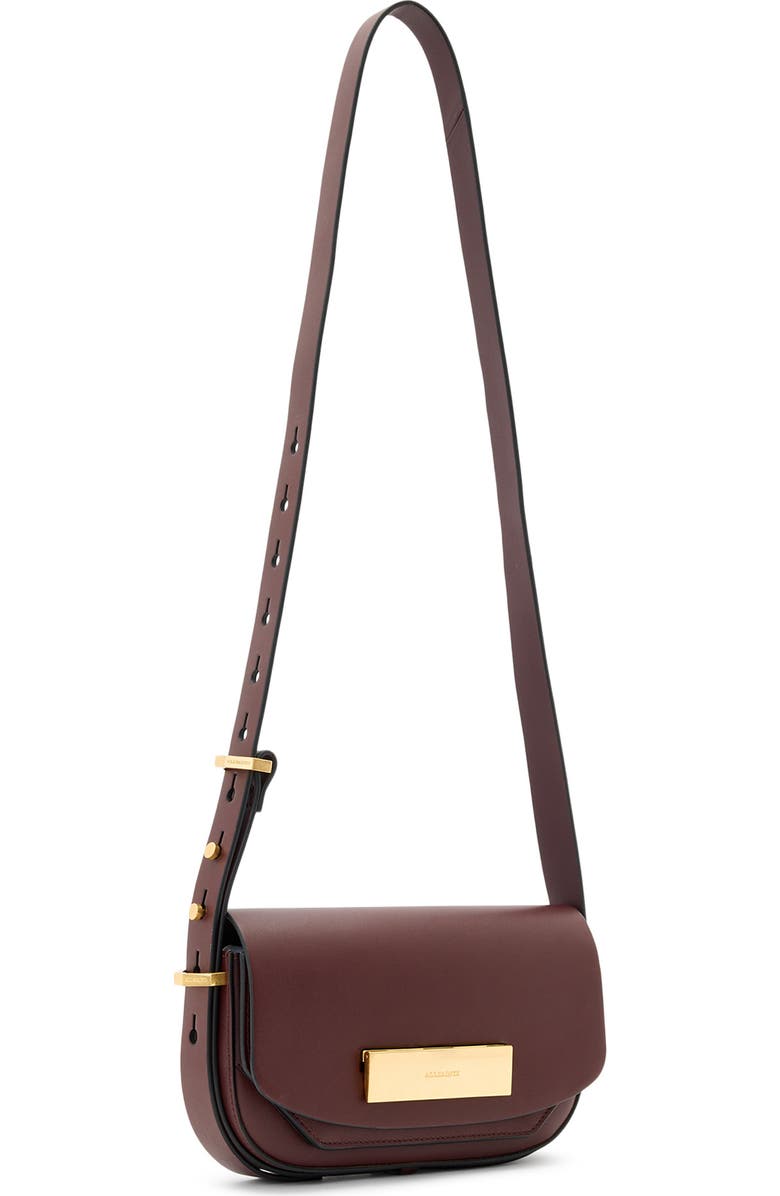 AllSaints Etta Leather Crossbody Bag, Alternate, color, Dark Red