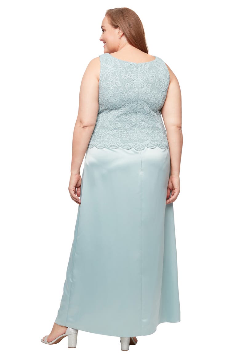 Embroidered Lace Mock Two-Piece Gown with Jacket, Alternate, color, ICE SAGE