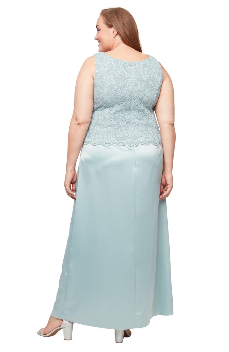 Alex Evenings Embroidered Lace Mock Two-Piece Gown with Jacket, Alternate, color, Ice Sage