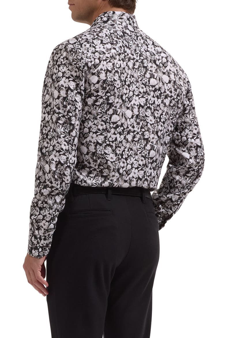 Julian Floral Print Long Sleeve Button-Up Shirt, Alternate, color, BLACK