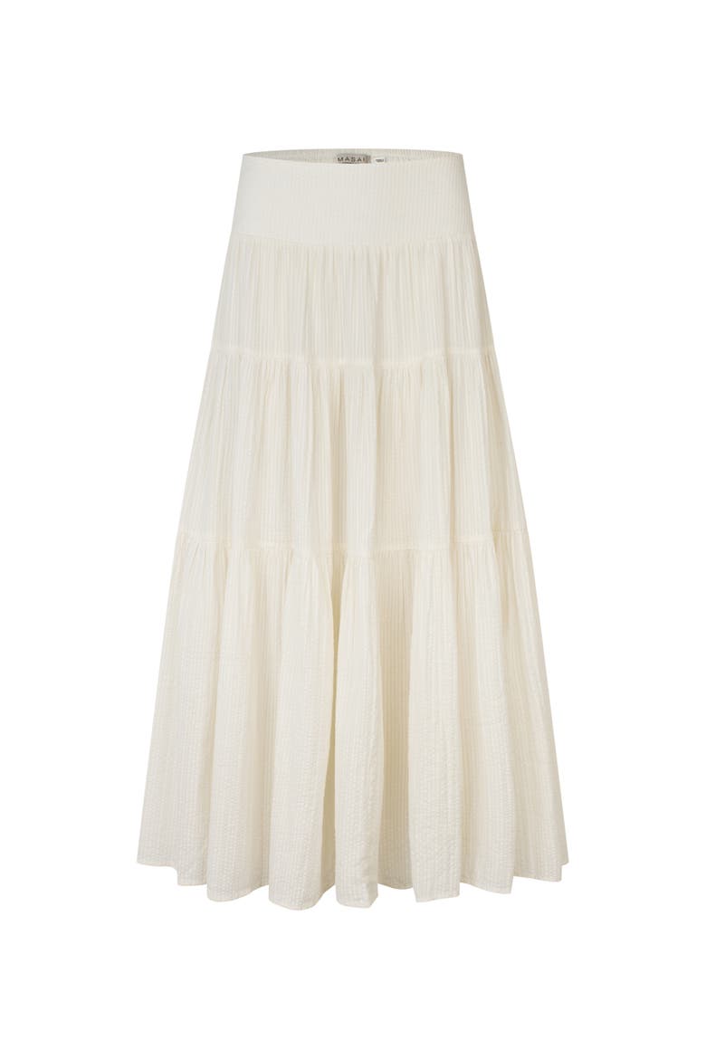 Masable Smocked Waist Tiered Midi Skirt, Alternate, color, Jet Stream
