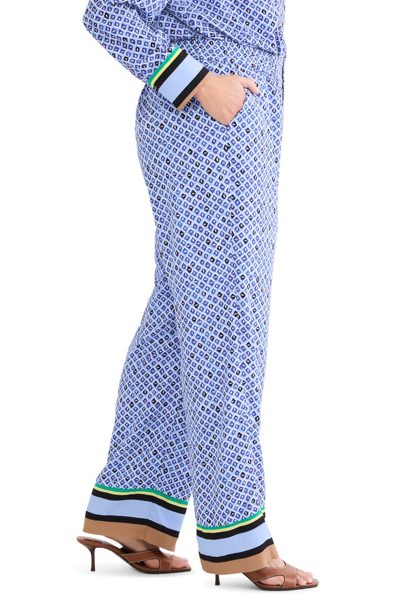 NIC+ZOE Lenox Mosaic Print Wide Leg Pants, Alternate, color, Blue Multi
