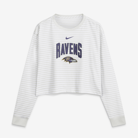 Women's Nike White Baltimore Ravens Loose Fit Crop Top