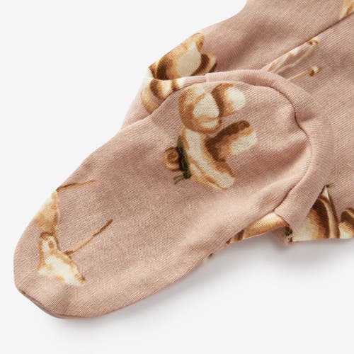 Milkbarn Organic Cotton Ruffle Footed Romper In Brown