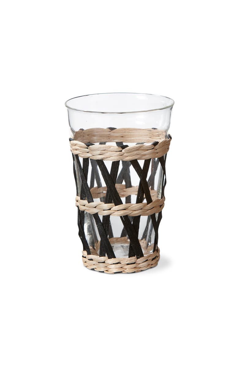 tag Island Collection Clear Glass Tumbler with Cattail Straw, Main, color, Black