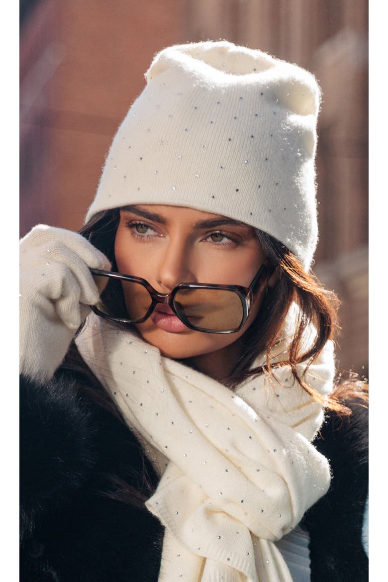 Norah Crystal Beanie, Alternate, color, white