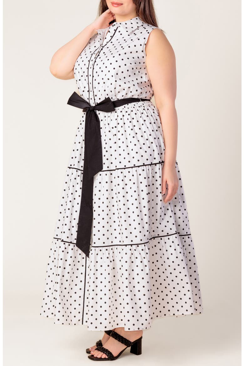 Print Woven Midi Dress, Alternate, color, WHITE BLACK