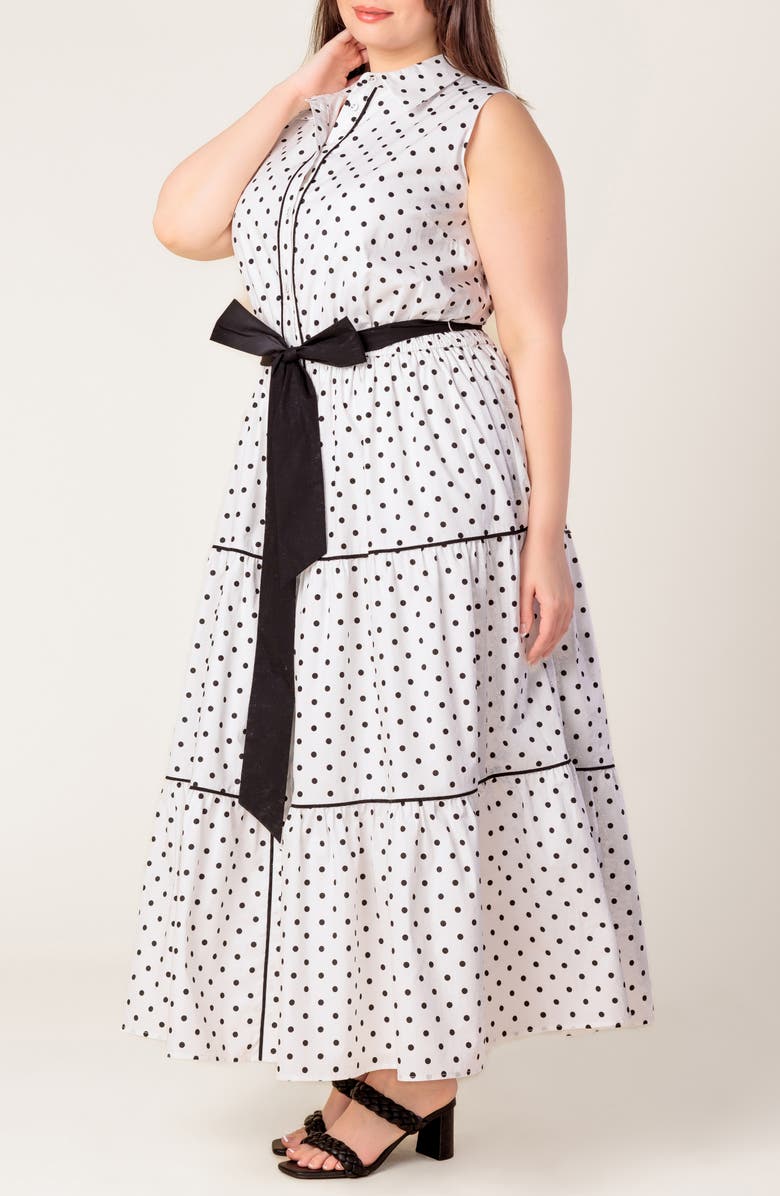 FLYING TOMATO Print Woven Midi Dress, Alternate, color, White Black