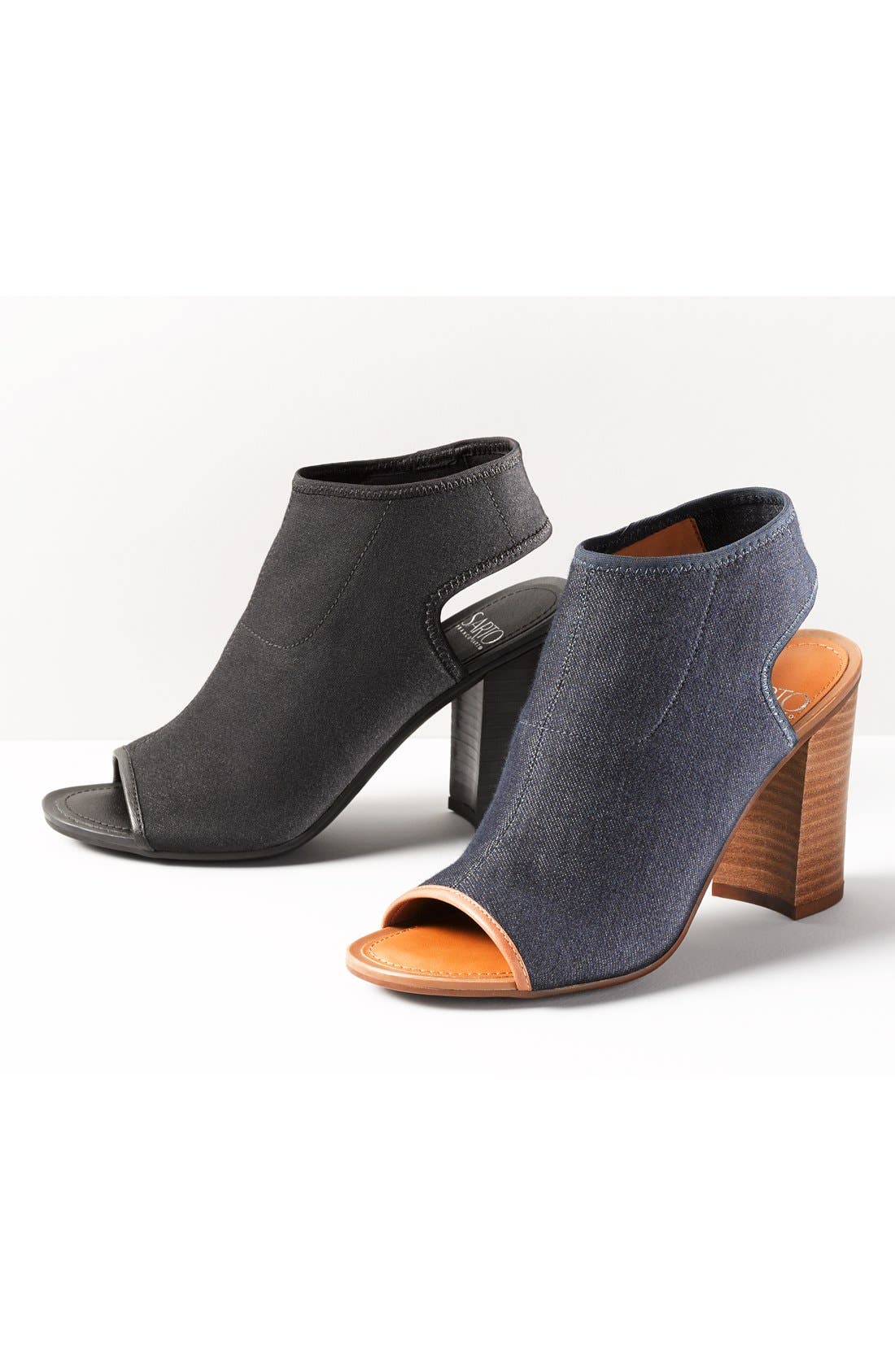 'Solano' Open Toe Bootie, Alternate, color, BLACK STRETCH  CANVAS