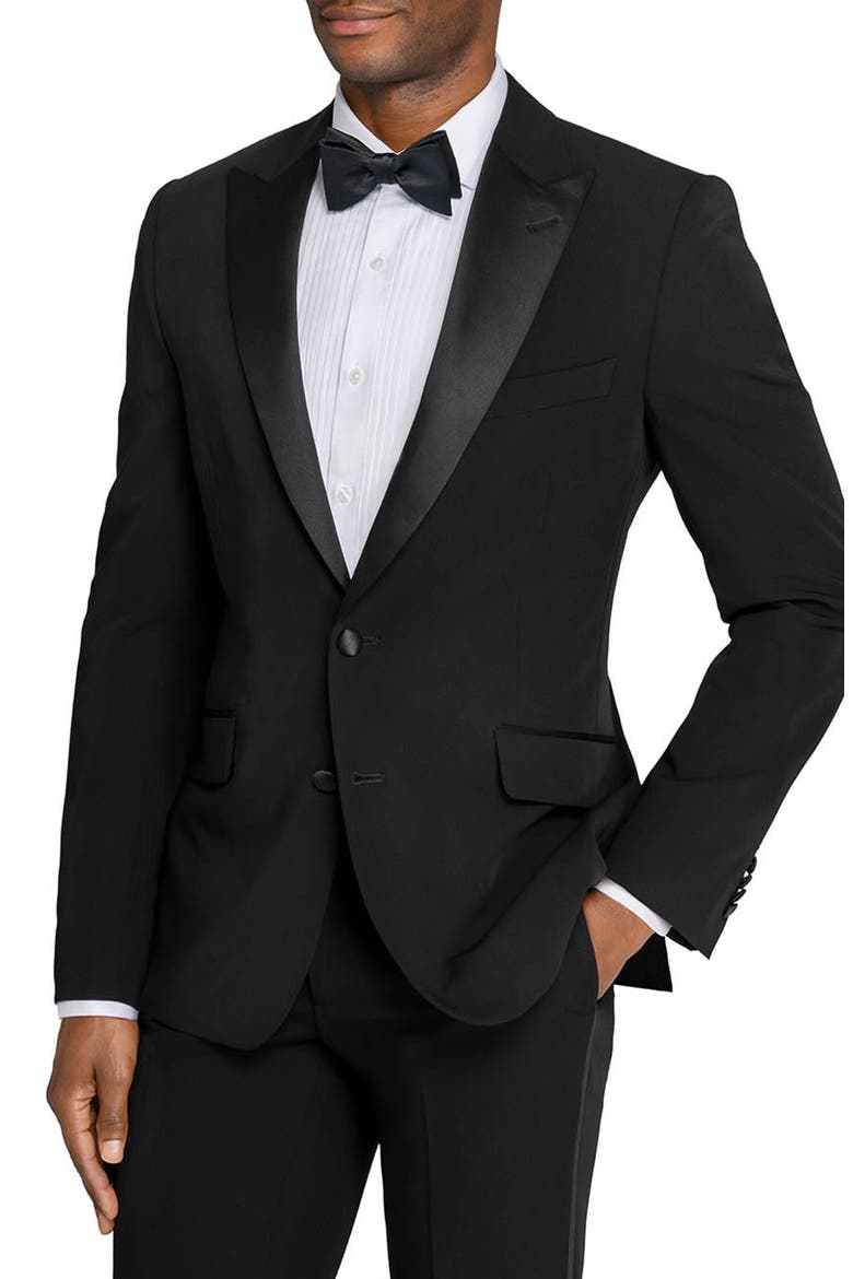 Peak Lapel Tuxedo Jacket, Alternate, color, BLACK