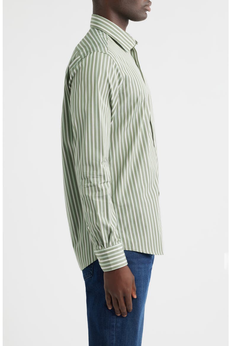 Thomas Mason Regular Fit Stripe Cotton Button-Up Shirt, Alternate, color, SAGE