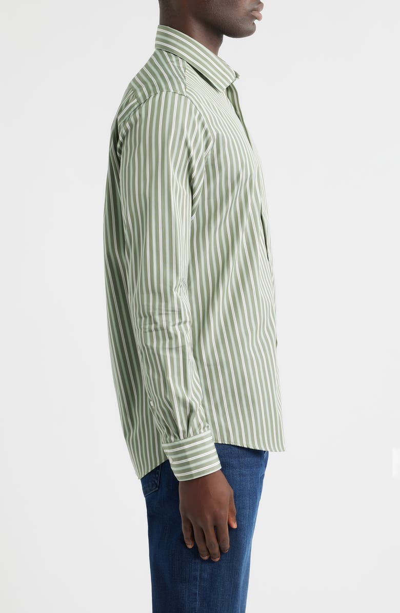 Scott Barber Thomas Mason Regular Fit Stripe Cotton Button-Up Shirt, Alternate, color, Sage