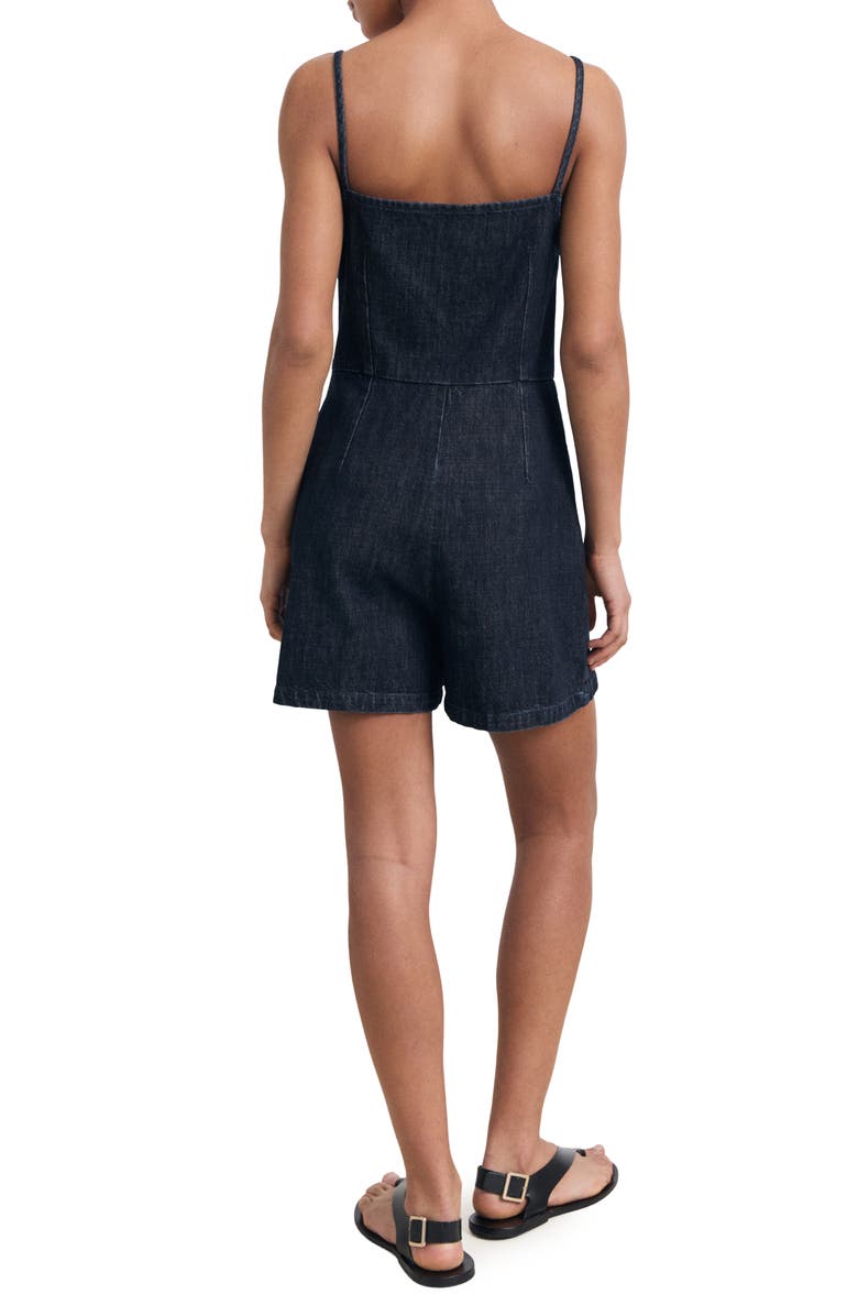 MANGO Denim Skort Romper, Alternate, color, Open Blue