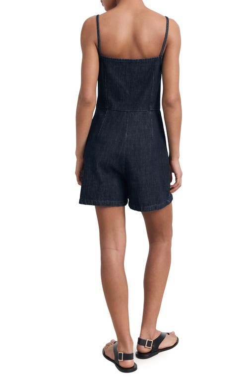 Mango Denim Jumpsuit Short Open Blue In Blue