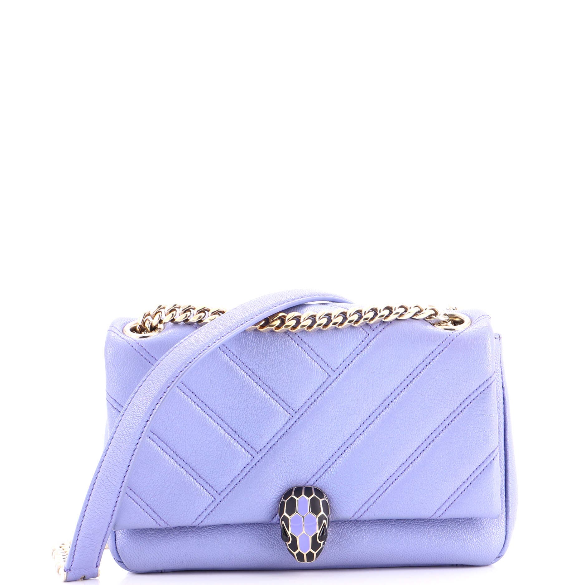 Serpenti Cabochon Shoulder Bag Diagonal Quilted Leather Small, Main, color, Metallic Silver