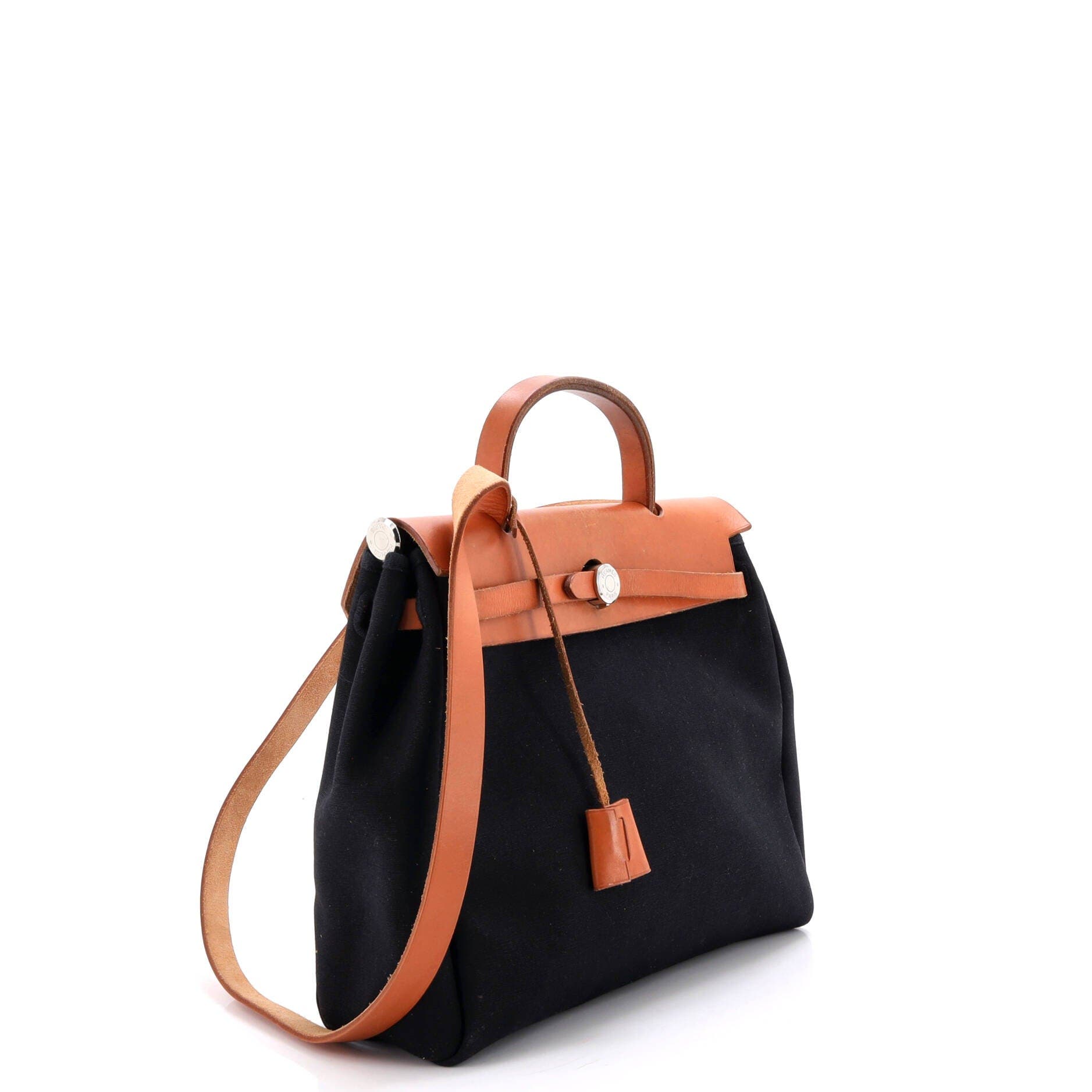 Pre-Owned Hermes Herbag Toile and Leather PM, Alternate, color, Noir