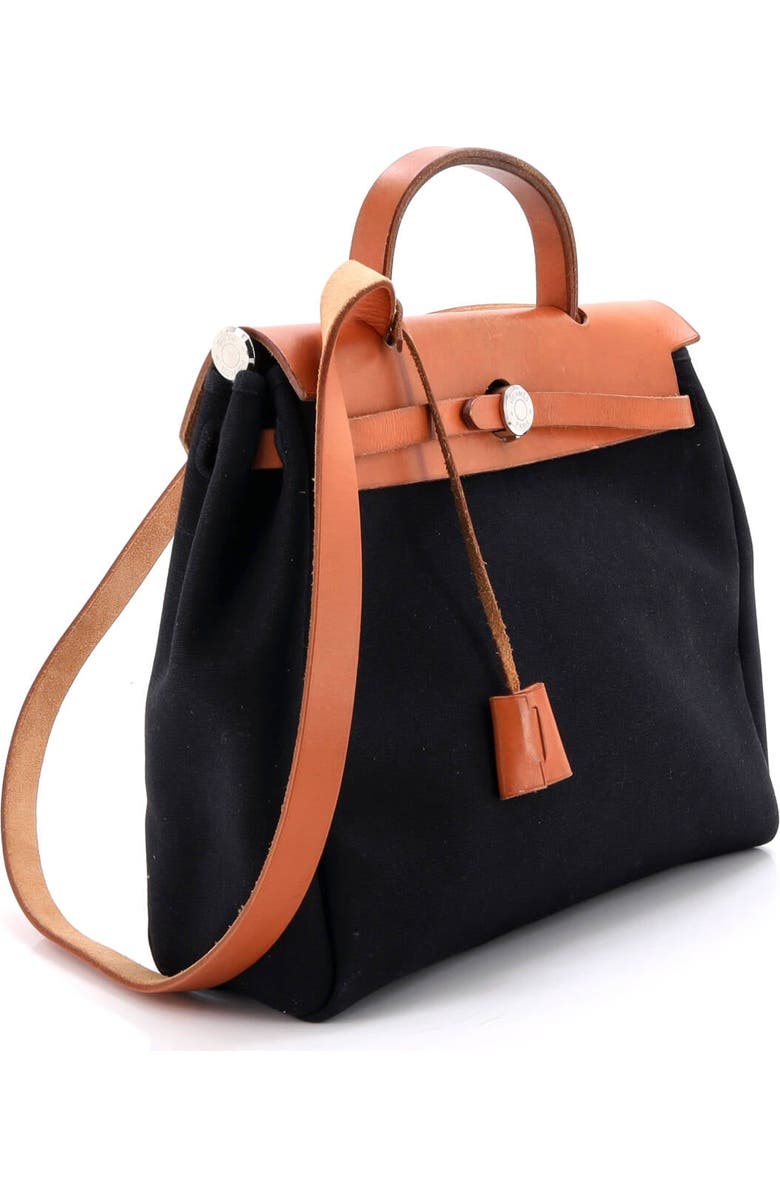 Pre-Owned Hermes Herbag Toile and Leather PM, Alternate, color, Noir