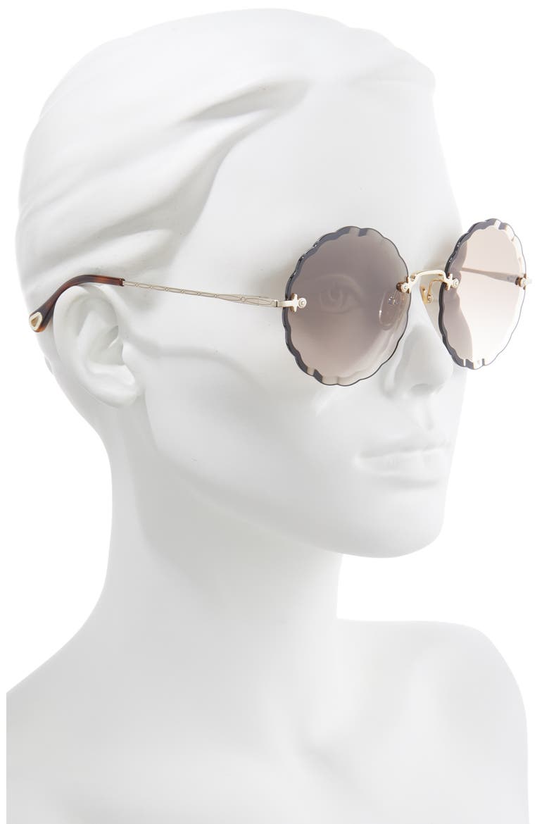 60mm Gradient Round Sunglasses, Alternate, color, GOLD/ BROWN GRADIENT