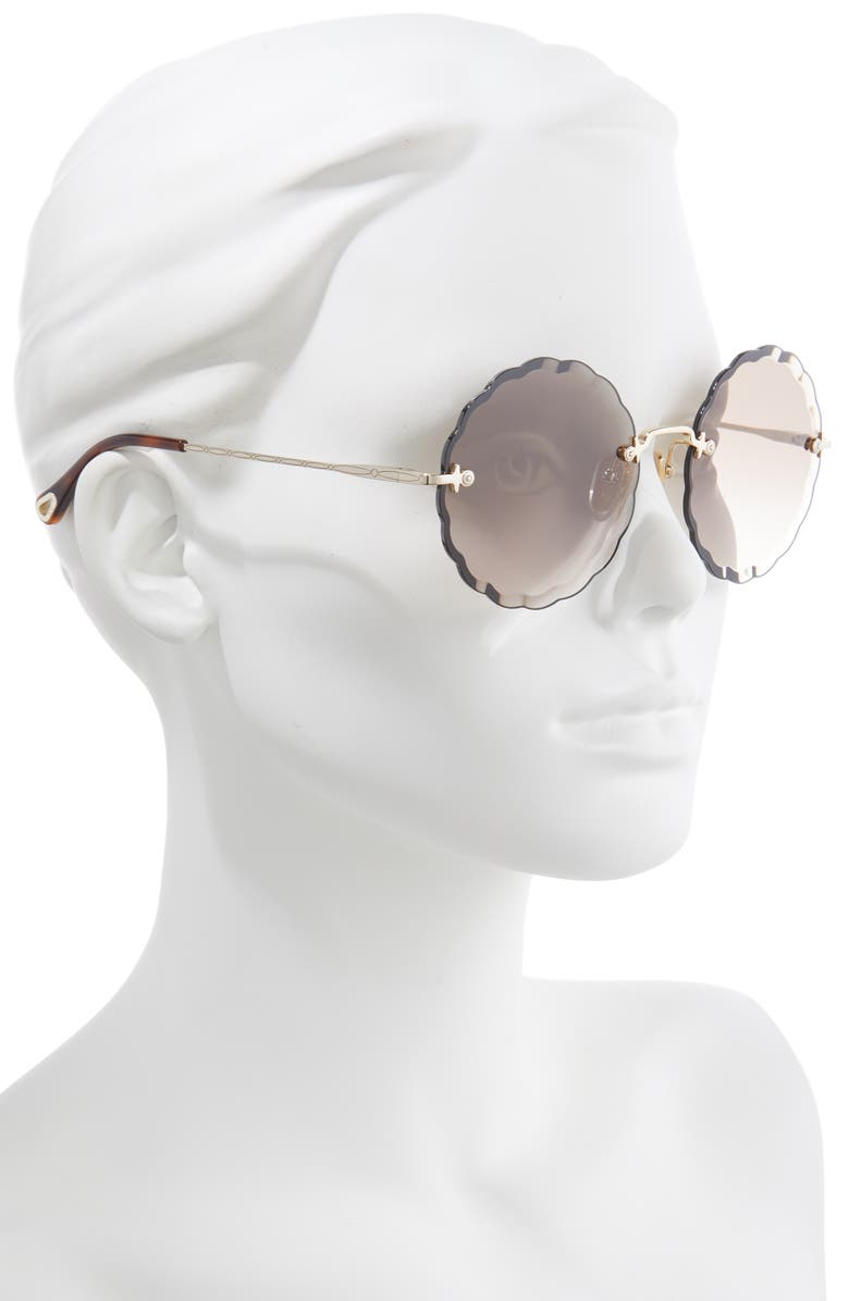 Chloé 60mm Gradient Round Sunglasses, Alternate, color, 