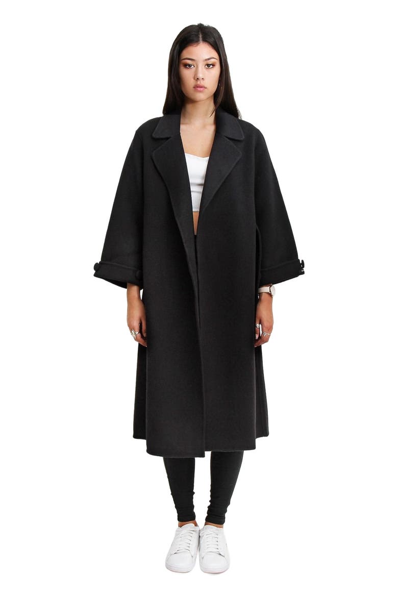 Stay Wild Oversized Wool Coat, Main, color, Black