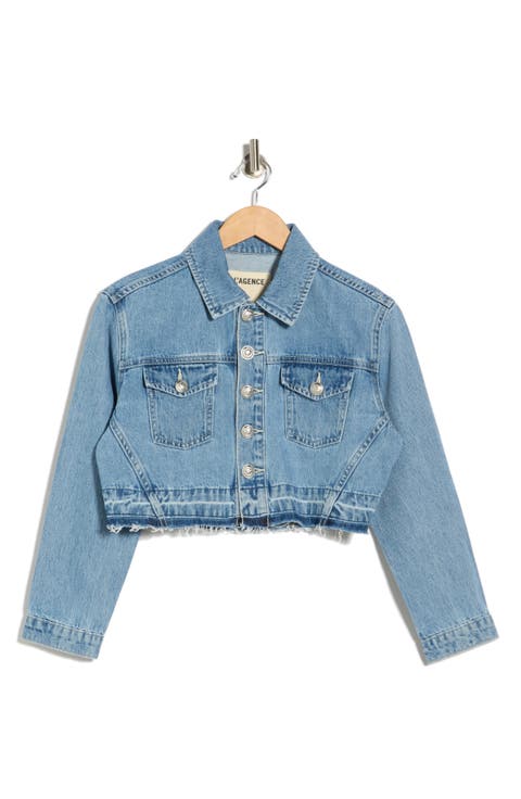Genevie Raw Hem Crop Denim Jacket
