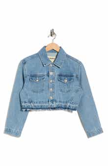 L'AGENCE Genevie Raw Hem Crop Denim Jacket