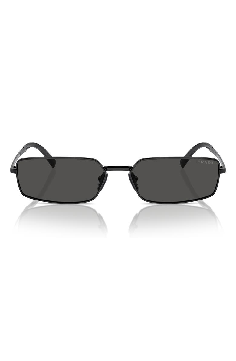 Prada 59mm Rectangular Sunglasses, Alternate, color, Black/ Grey
