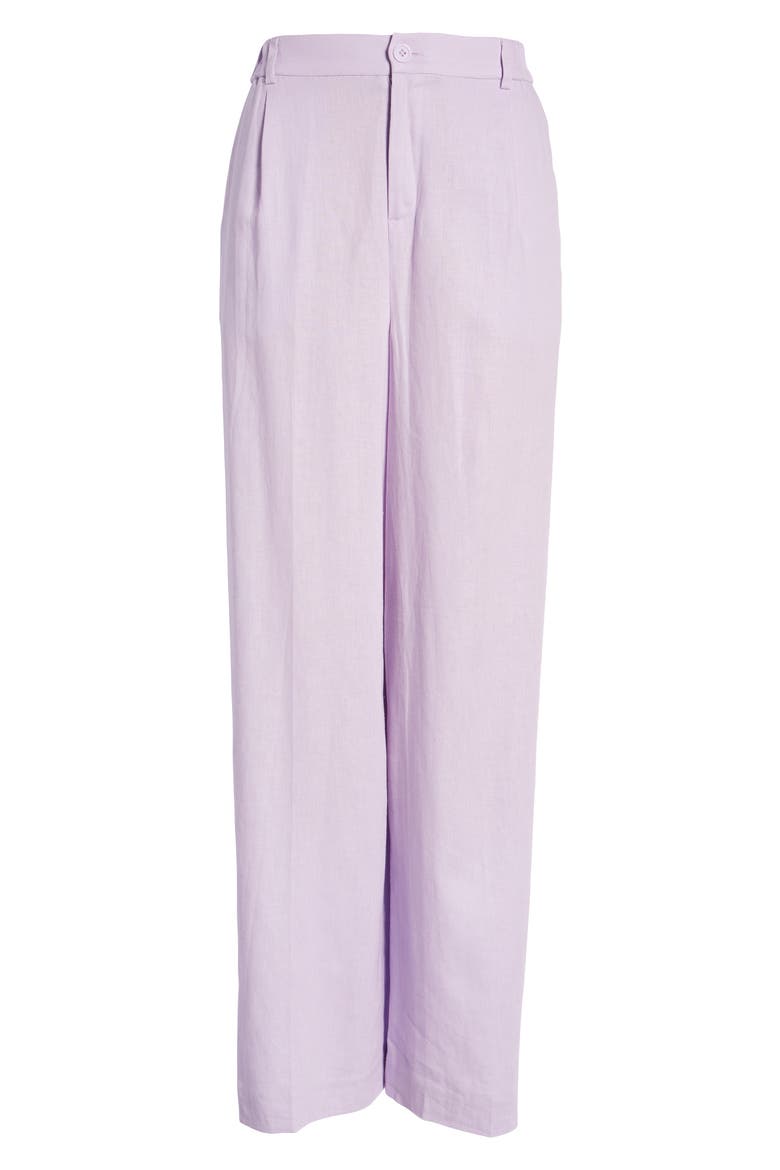 Wide Leg Linen Blend Pants, Alternate, color, PURPLE BLOOM