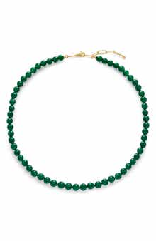 Monica Vinader Round Green Onyx Necklace