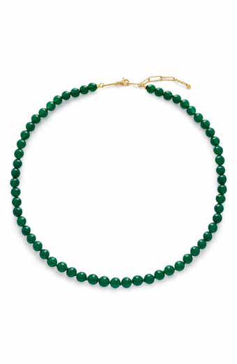 Monica Vinader Round Green Onyx Necklace