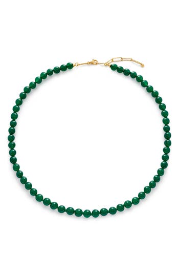 Monica Vinader Round Green Onyx Necklace In Multi
