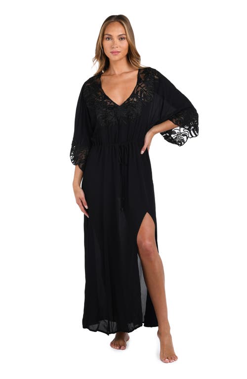 L Agence L'agence Deanna Long Sleeve Cover-up Maxi Dress In Black