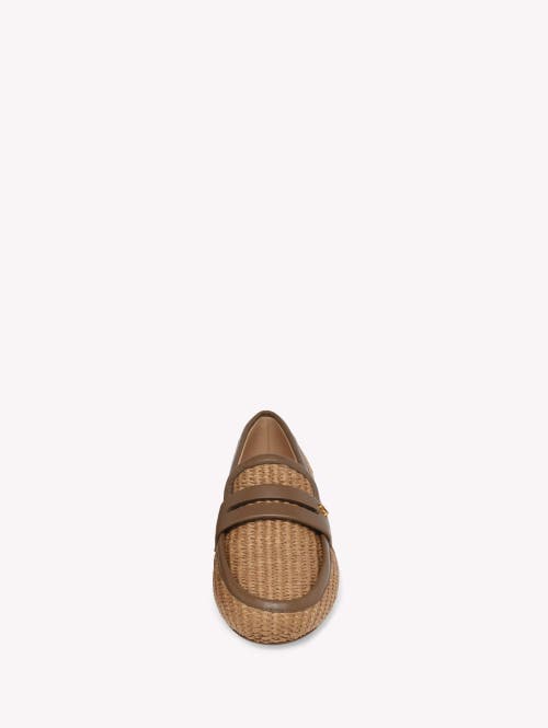 Gianvito Rossi Leather-trimmed Raffia Loafers In Brown Textile