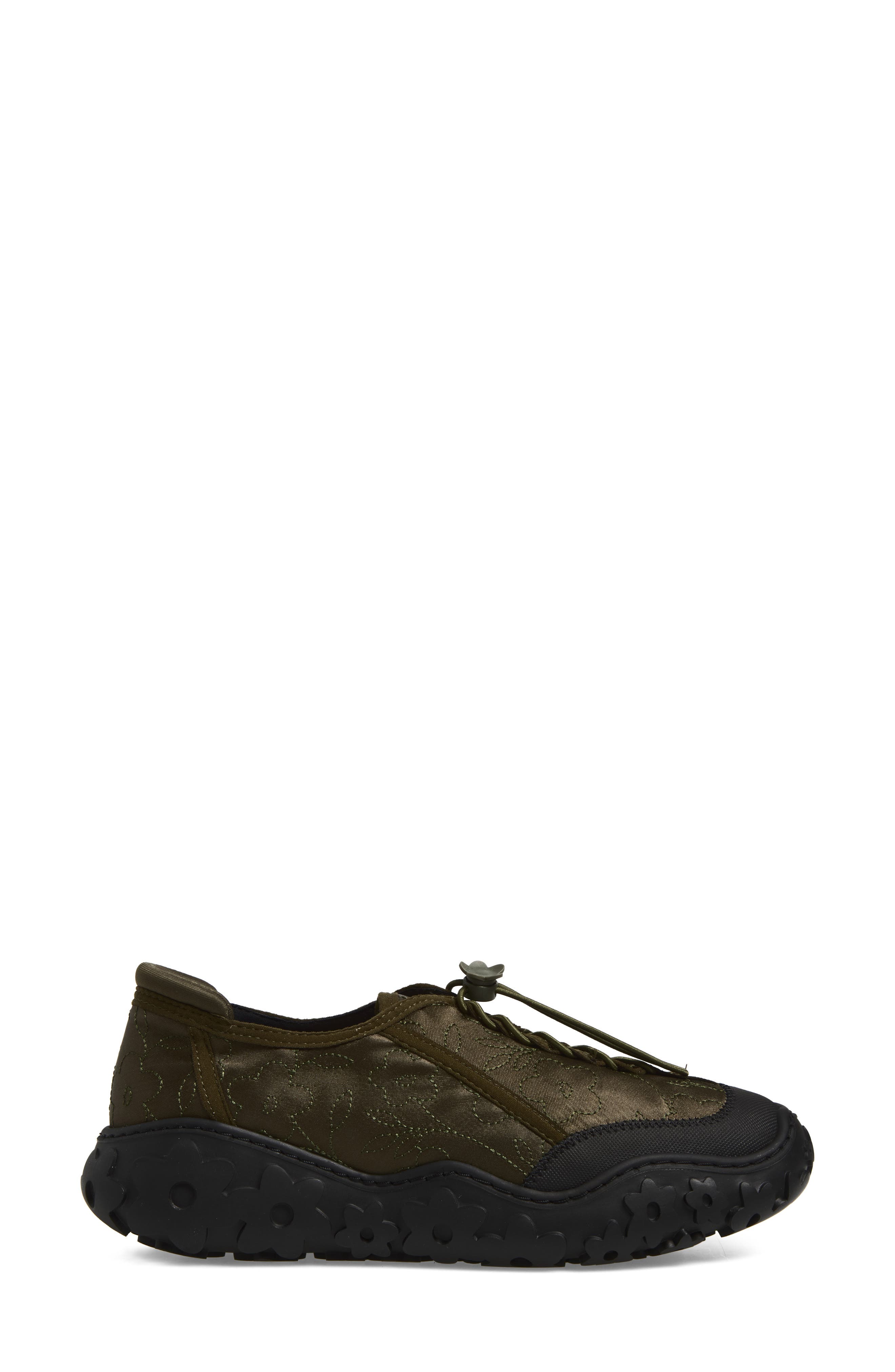 Cecilie Bahnsen Alina Embroidered Sneaker, Alternate, color, Olive Embroidered Satin