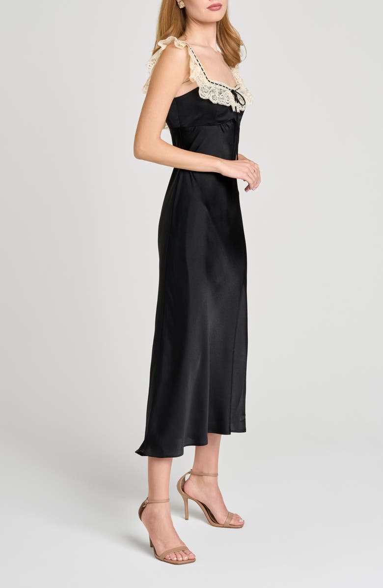 WAYF Ella Lace Trim Slipdress, Alternate, color, Black