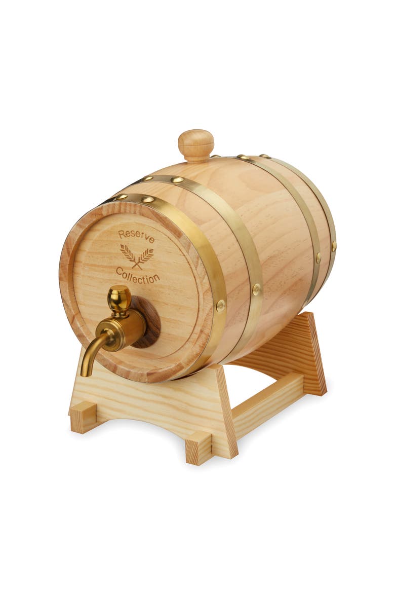 Whiskey Barrel Drink Dispenser, Main, color, Brown