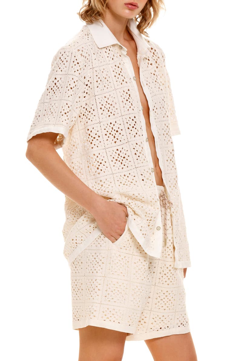 Agua Bendita Jared Gres Open Stitch Cover-Up Shirt, Alternate, color,