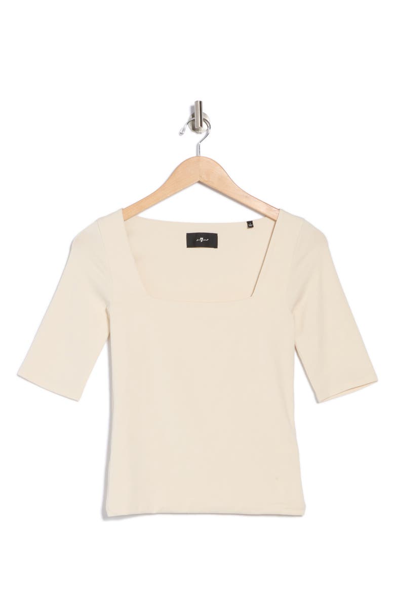 7 For All Mankind Double Layer Scoop Neck Top, Alternate, color, Cream