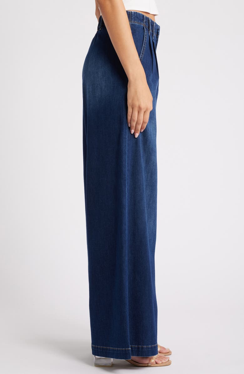 Pleated High Waist Super Wide Leg Jeans