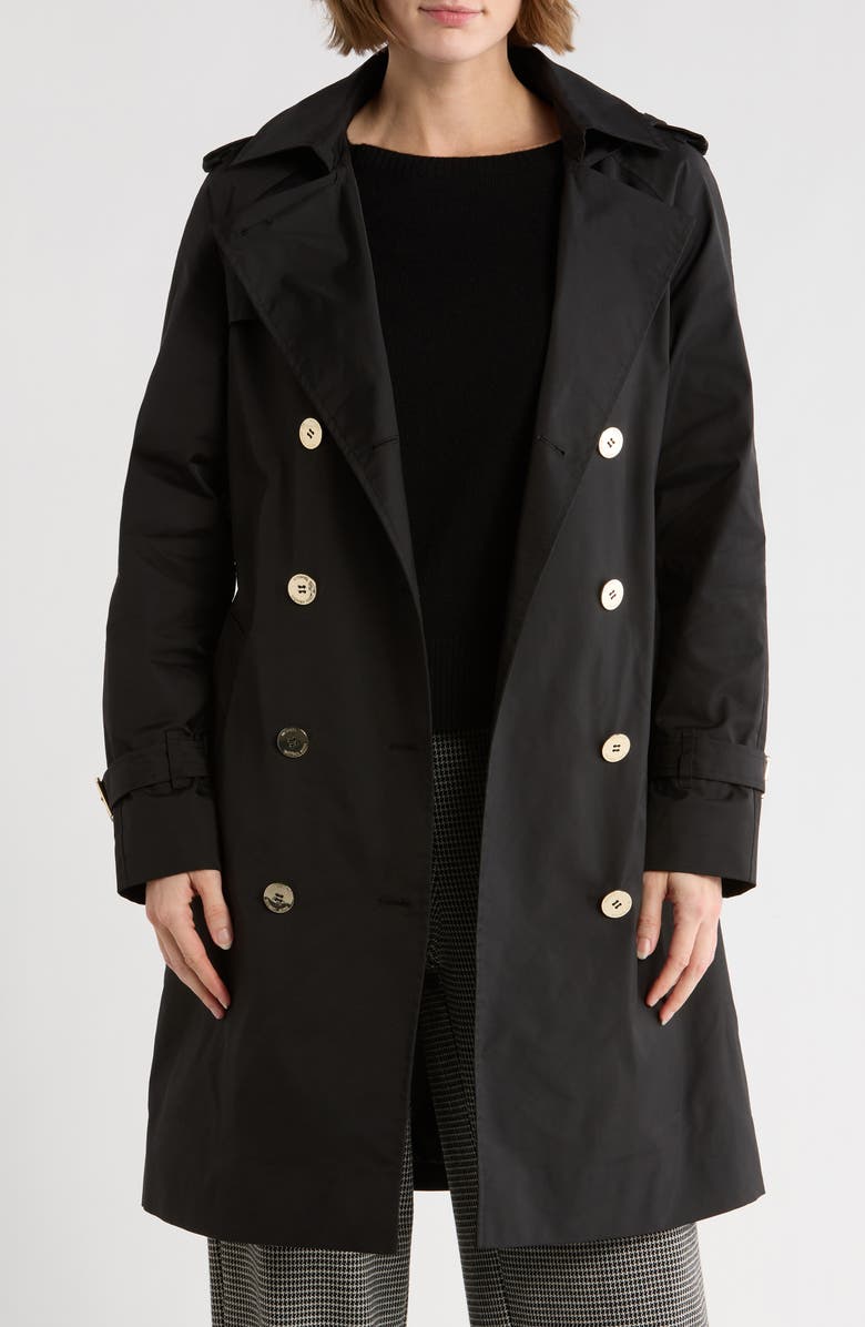 Michael Kors Belted Trench Coat, Alternate, color, Black